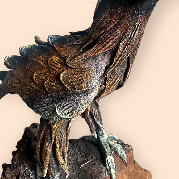 Vintage Driftwood Resin Hawk Bronze Black Brown With Red Eyes Decor Accent - Picture 3 of 13